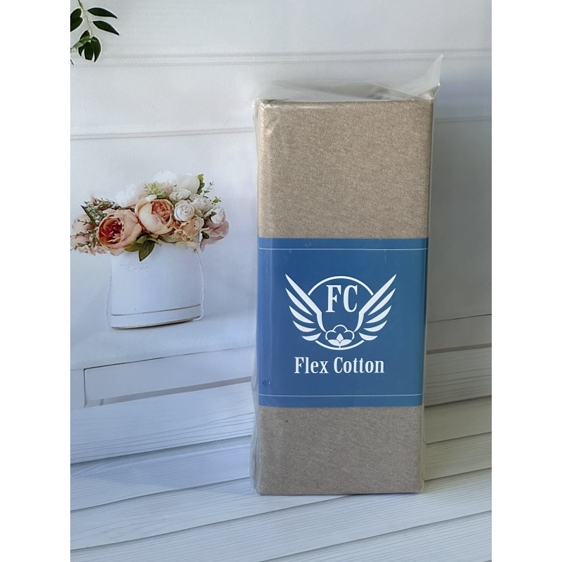 Bej 180х200см., трикотажне простирадло на резинці. Flex Туреччина. (50090)