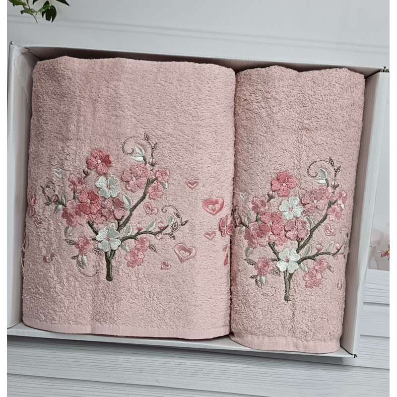 Piante sacura pembe 3D 2в1 бавовняні рушники.Туреччина. (11245)