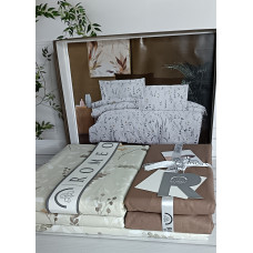 Poplin Flora kahve постіль з поплин. Євро розмір. Romeo home Туреччина. (60936)