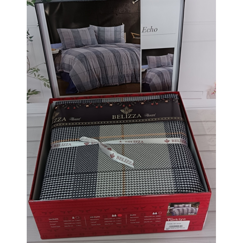 Echo євро розміру фланелева постільна білизна. Бавовна. Belizza Туреччина. (77494)