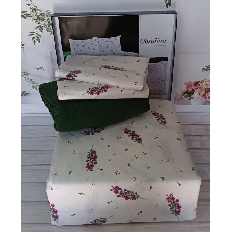 Obsidian євро розміру фланелева постільна білизна. Бавовна. Belizza Туреччина. (27246)