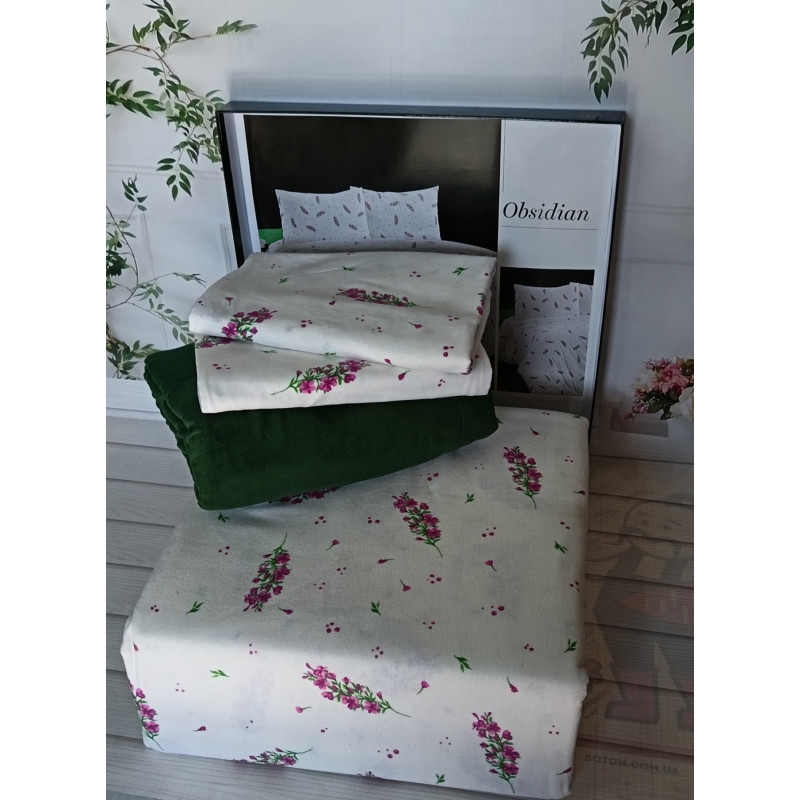 Obsidian євро розміру фланелева постільна білизна. Бавовна. Belizza Туреччина. (27246)