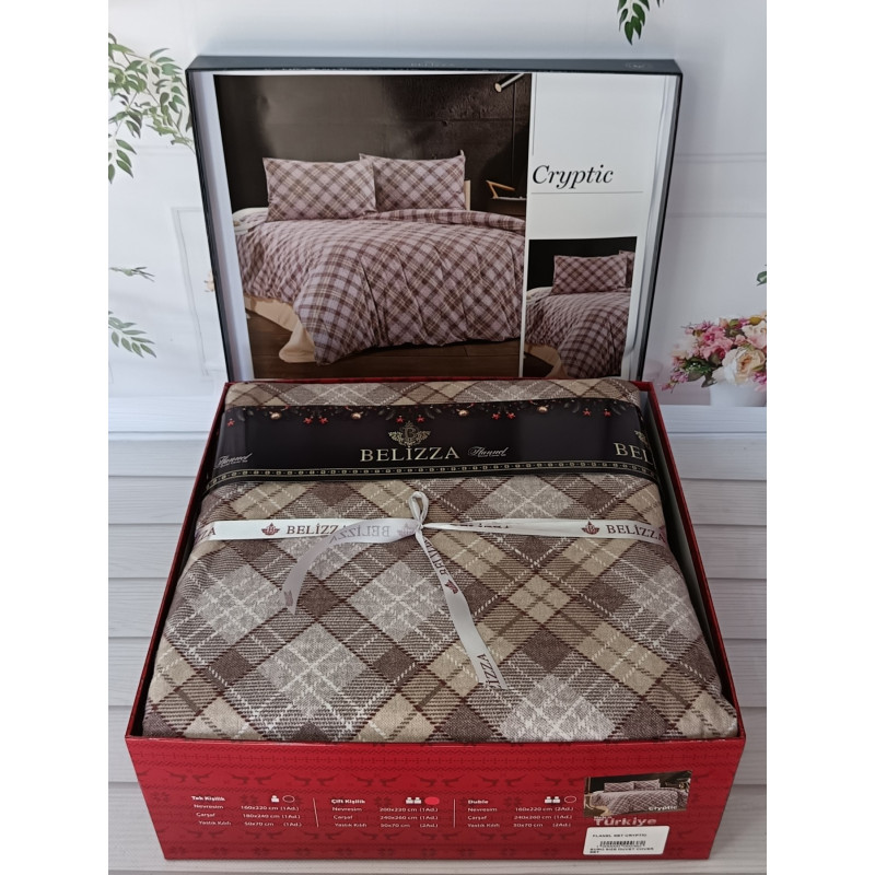 Cryptic євро розміру фланелева постільна білизна. Бавовна. Belizza Туреччина. (88649)