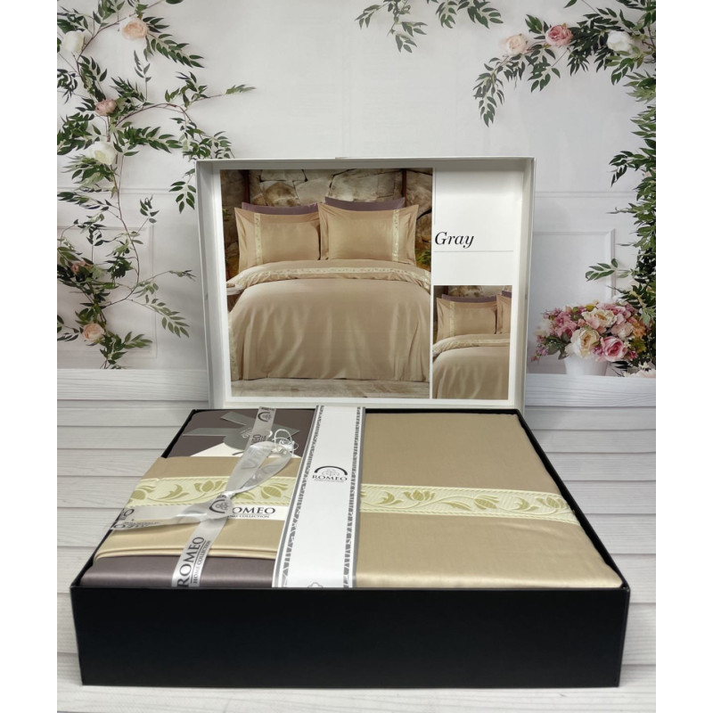 Gray сатинова постільна білизна. Євро розмір. Romeo home Туреччина. (27703)