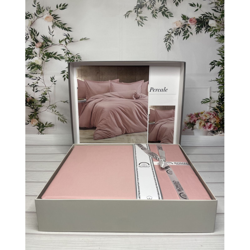 Tensel Percale koral сатинова постільна білизна. Євро розмір. Romeo home Туреччина. (12943)