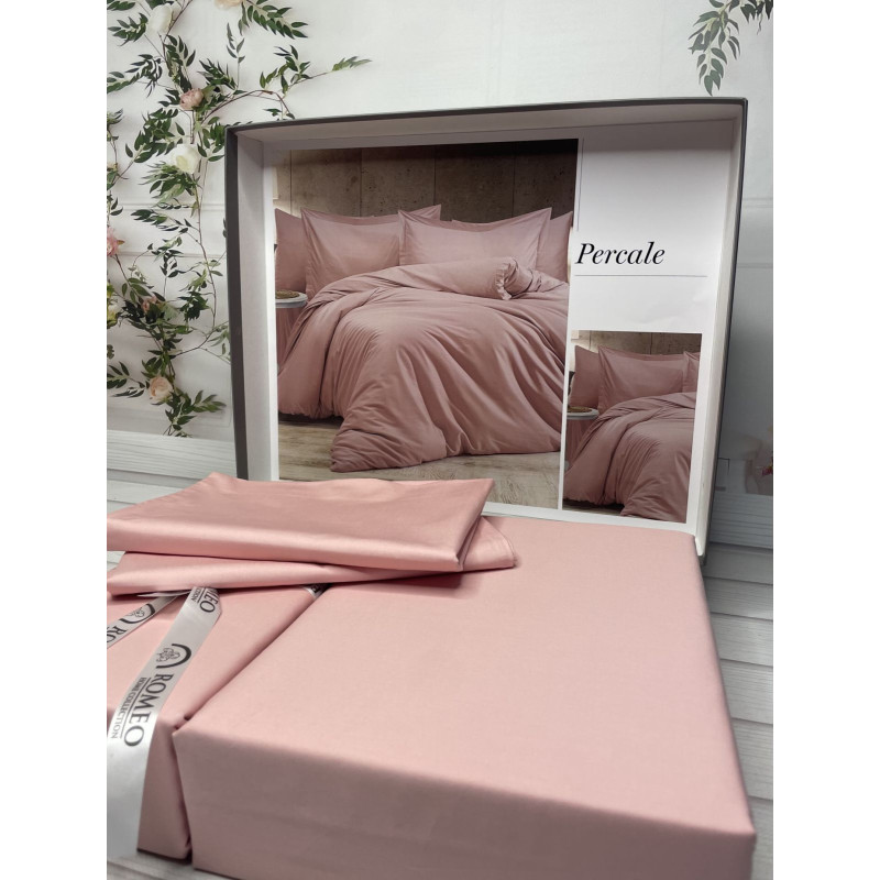 Tensel Percale koral сатинова постільна білизна. Євро розмір. Romeo home Туреччина. (12943)