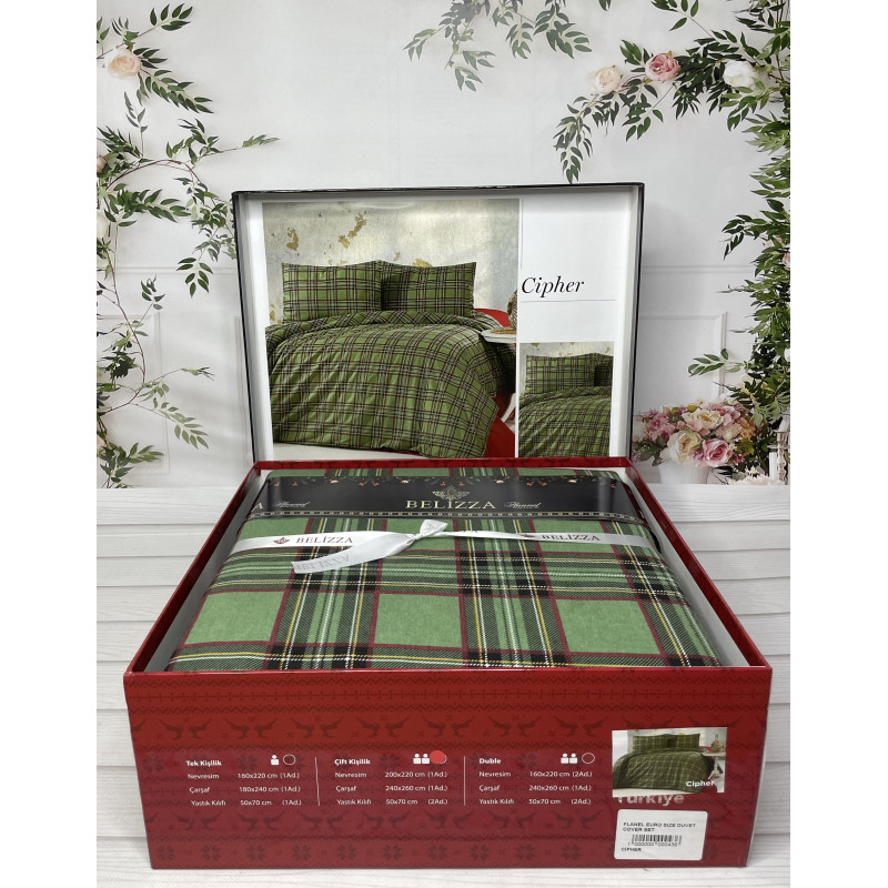 Cipher євро розміру фланелева постільна білизна. Бавовна. Belizza Туреччина. (59225)