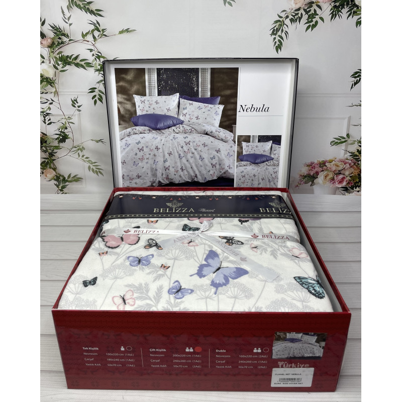 Nebula євро розміру фланелева постільна білизна. Бавовна. Belizza Туреччина. (89844)