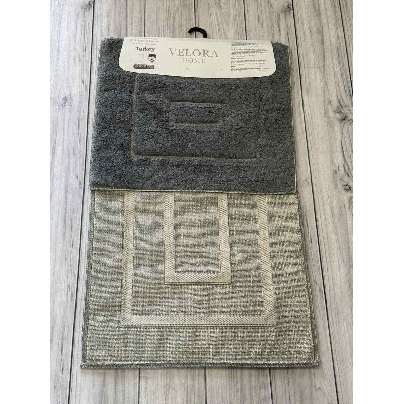 Velora kvadrat gri Килимки в ванну кімнату 2в1.Velora Туреччина (78402)