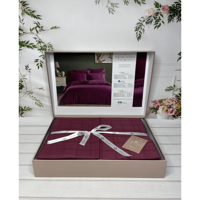 Square bordo жаккардова постіль, євро розмір. Belizza Туреччина. (41012)