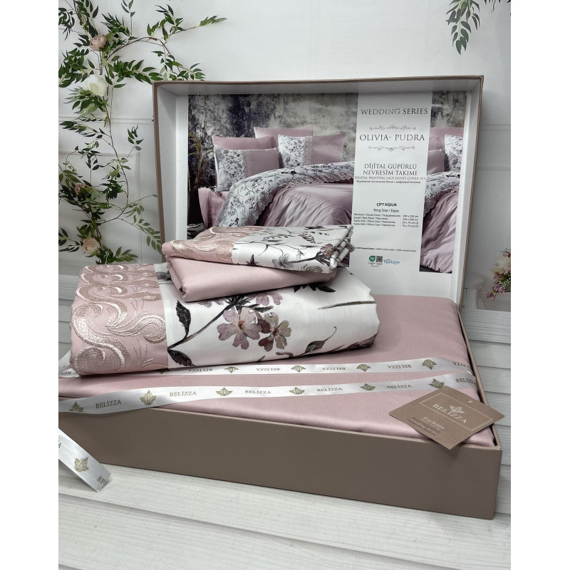 Olivia pudra Сатиново постільна білизна. Євро розмір. Туреччина Belizza (33068)
