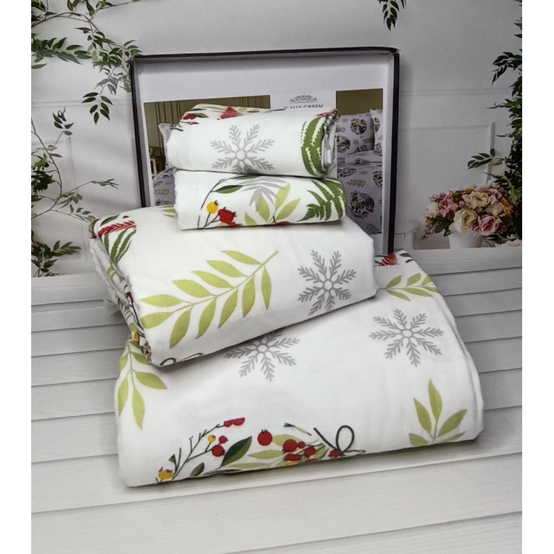 X- Mas Green євро розміру фланелева постільна білизна. Бавовна. Belizza Туреччина. (52991)