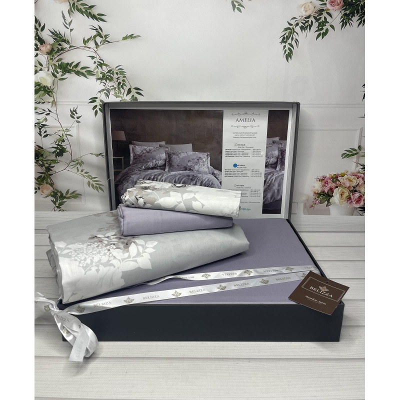 Amelia Сатиново постільна білизна. Євро розмір. Туреччина Belizza (16926)