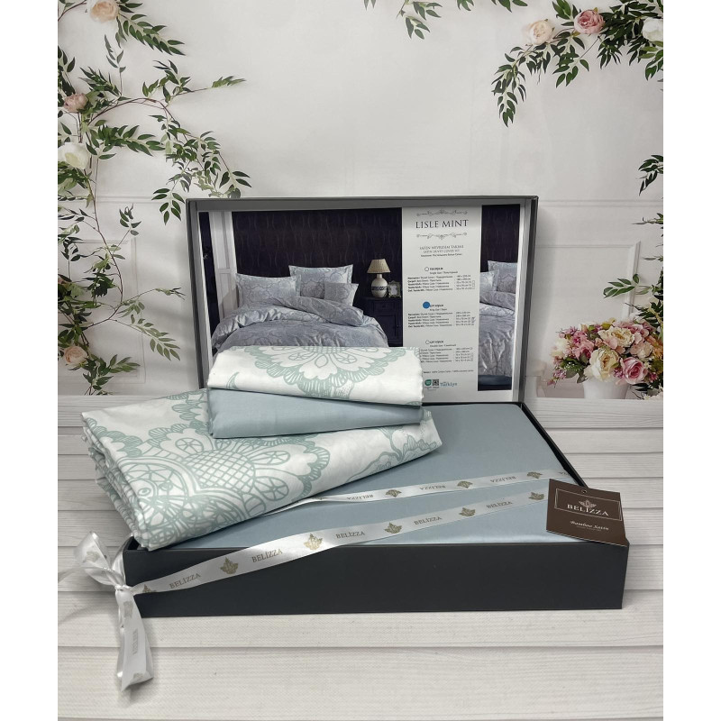 Lisle mint Сатиново постільна білизна. Євро розмір. Туреччина Belizza (89205)