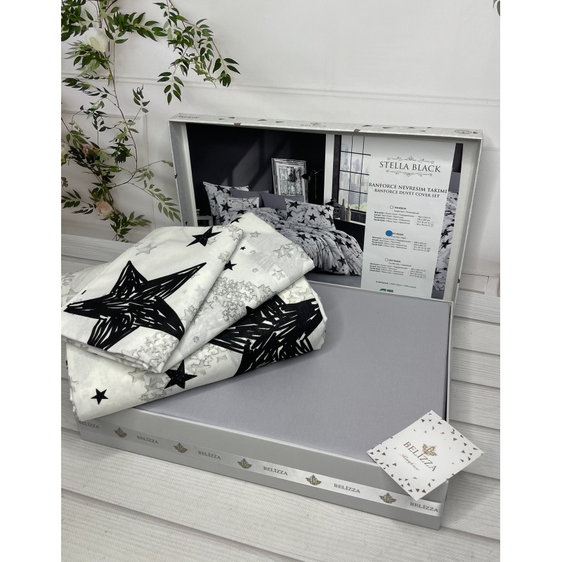 Stella black постільна білизна з натуральної бавовни. Євро розмір. Belizza Туреччина. (70897)
