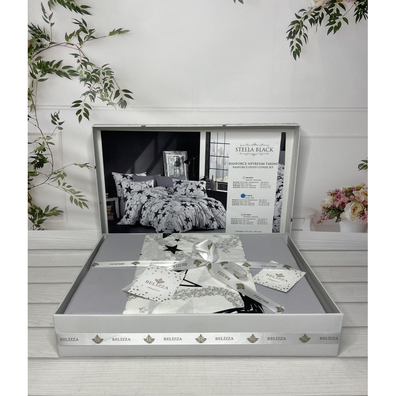Stella black постільна білизна з натуральної бавовни. Євро розмір. Belizza Туреччина. (70897)