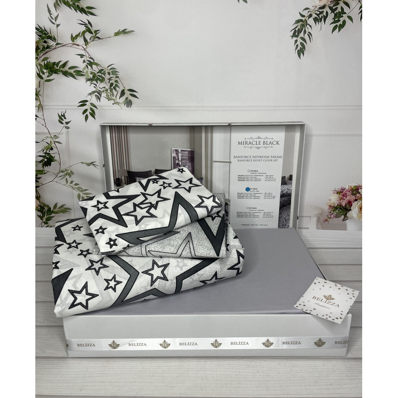 Miracle black постільна білизна з натуральної бавовни. Євро розмір. Belizza Туреччина. (44217)