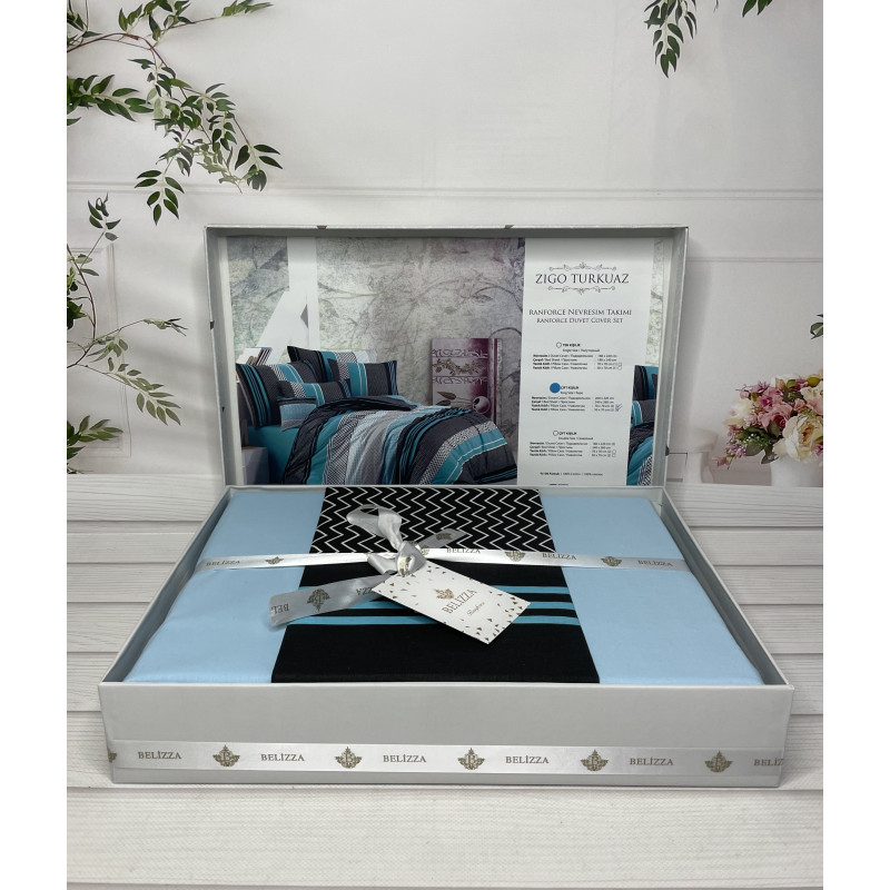 Zigo turkuaz постільна білизна з натуральної бавовни. Євро розмір. Belizza Туреччина. (70775)