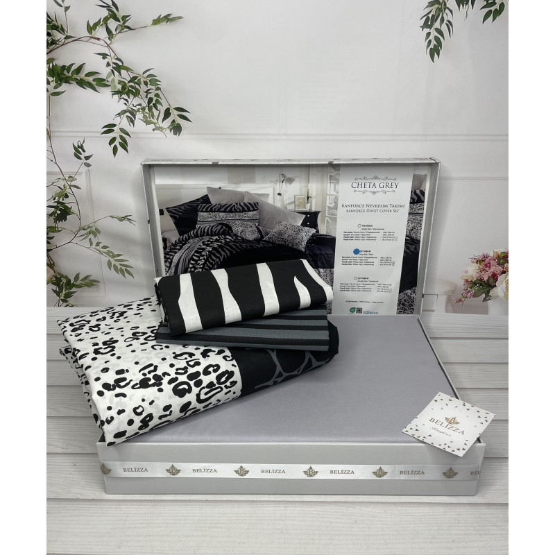 Cheta grey постільна білизна з натуральної бавовни. Євро розмір. Belizza Туреччина. (38047)