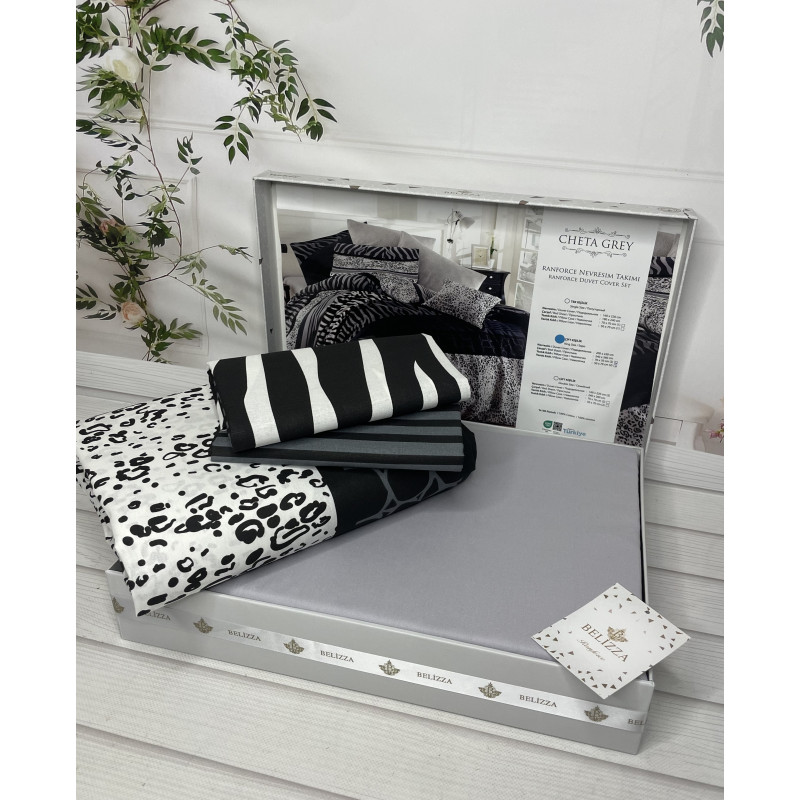 Cheta grey постільна білизна з натуральної бавовни. Євро розмір. Belizza Туреччина. (38047)