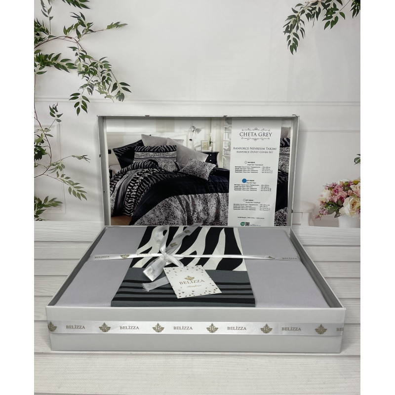 Cheta grey постільна білизна з натуральної бавовни. Євро розмір. Belizza Туреччина. (38047)