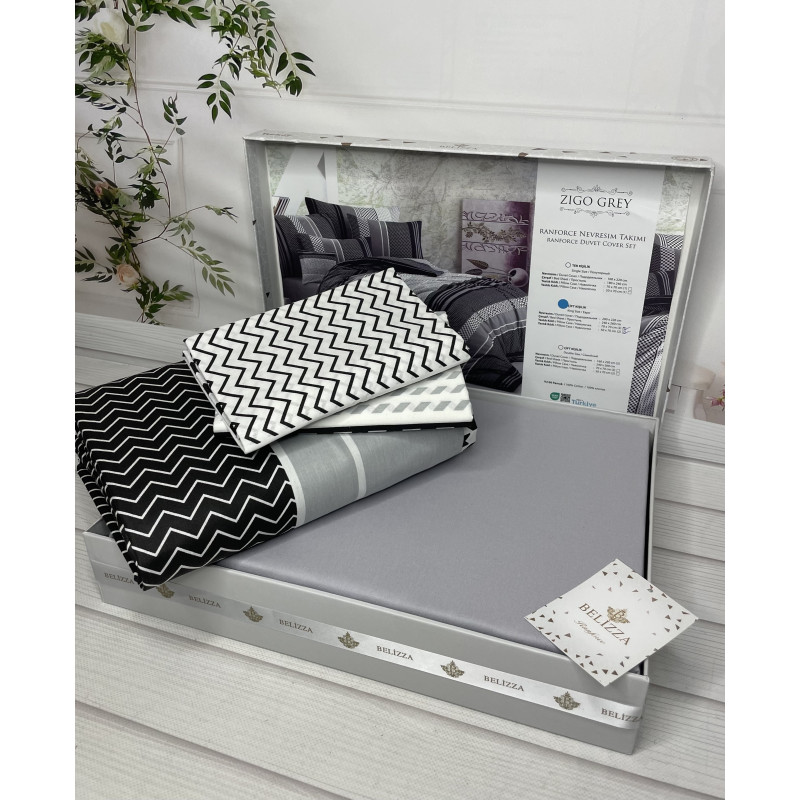 Zigo grey постільна білизна з натуральної бавовни. Євро розмір. Belizza Туреччина. (51943)