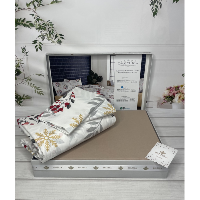 X-mas yellow постільна білизна з натуральної бавовни. Євро розмір. Belizza Туреччина. (80430)