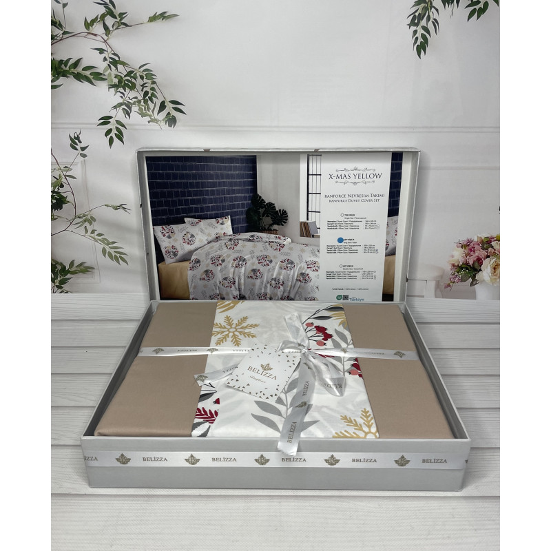 X-mas yellow постільна білизна з натуральної бавовни. Євро розмір. Belizza Туреччина. (80430)