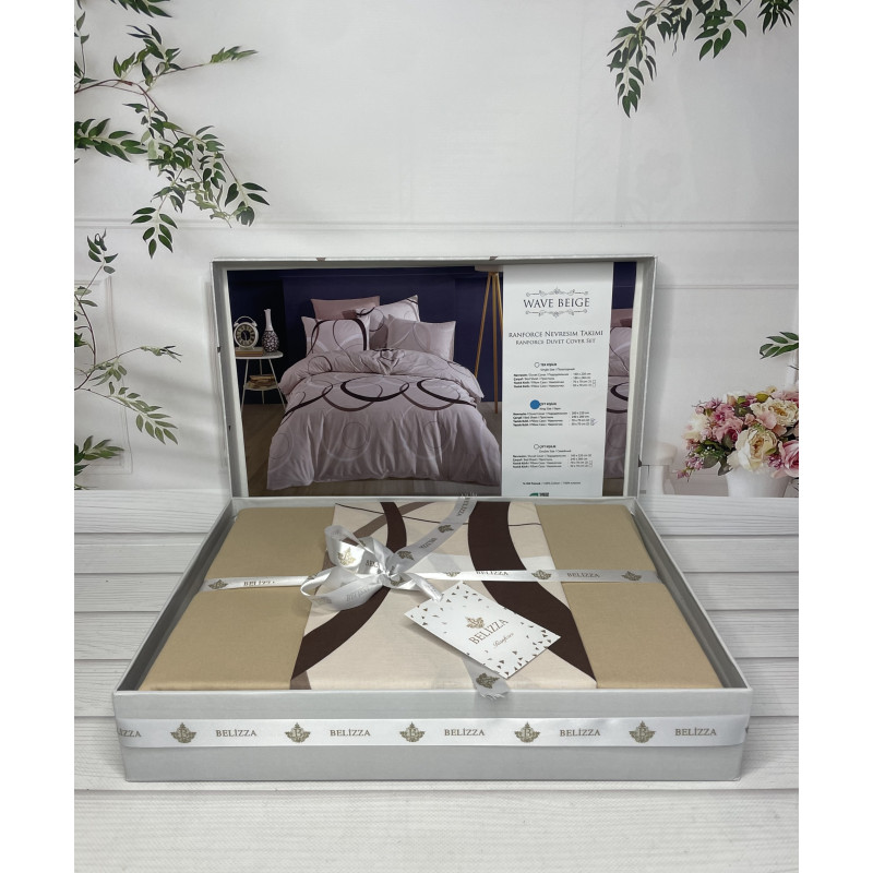 Wave beige постільна білизна з натуральної бавовни. Євро розмір. Belizza Туреччина. (19850)
