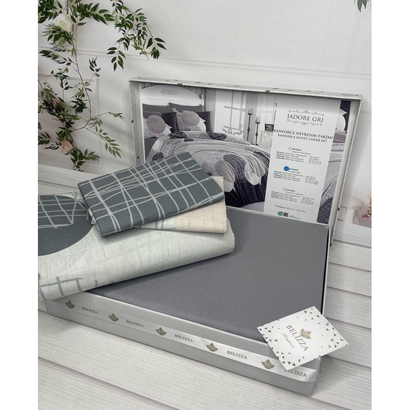 Jadore gri постільна білизна з натуральної бавовни. Євро розмір. Belizza Туреччина. (30312)