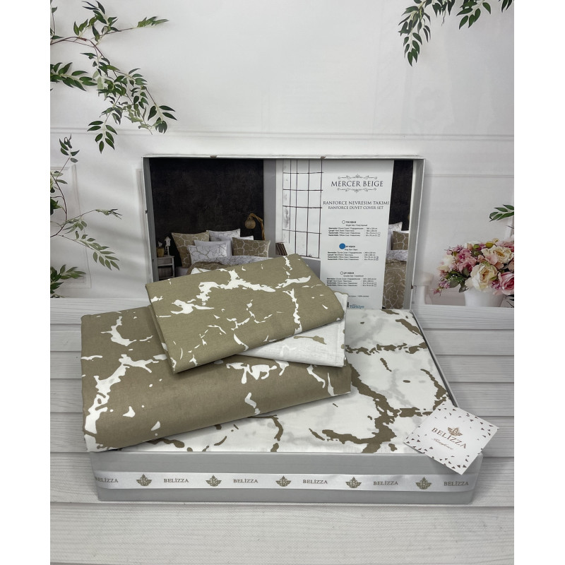 Mercer beige постільна білизна з натуральної бавовни. Євро розмір. Belizza Туреччина. (21388)
