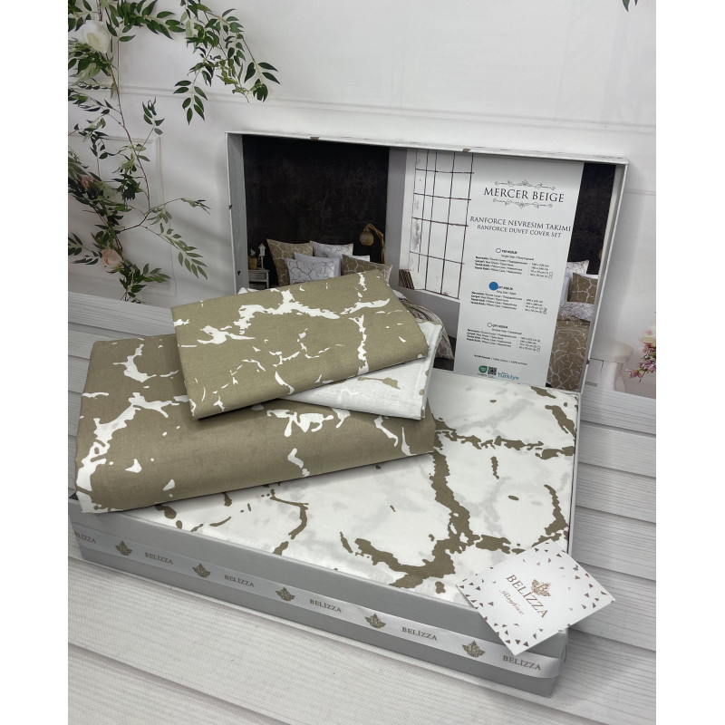 Mercer beige постільна білизна з натуральної бавовни. Євро розмір. Belizza Туреччина. (21388)