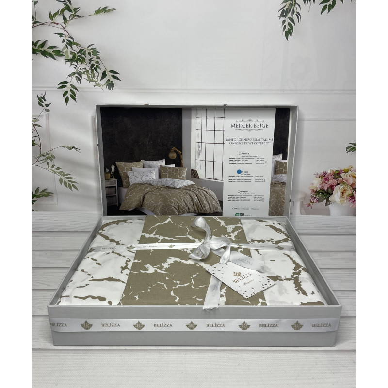 Mercer beige постільна білизна з натуральної бавовни. Євро розмір. Belizza Туреччина. (21388)