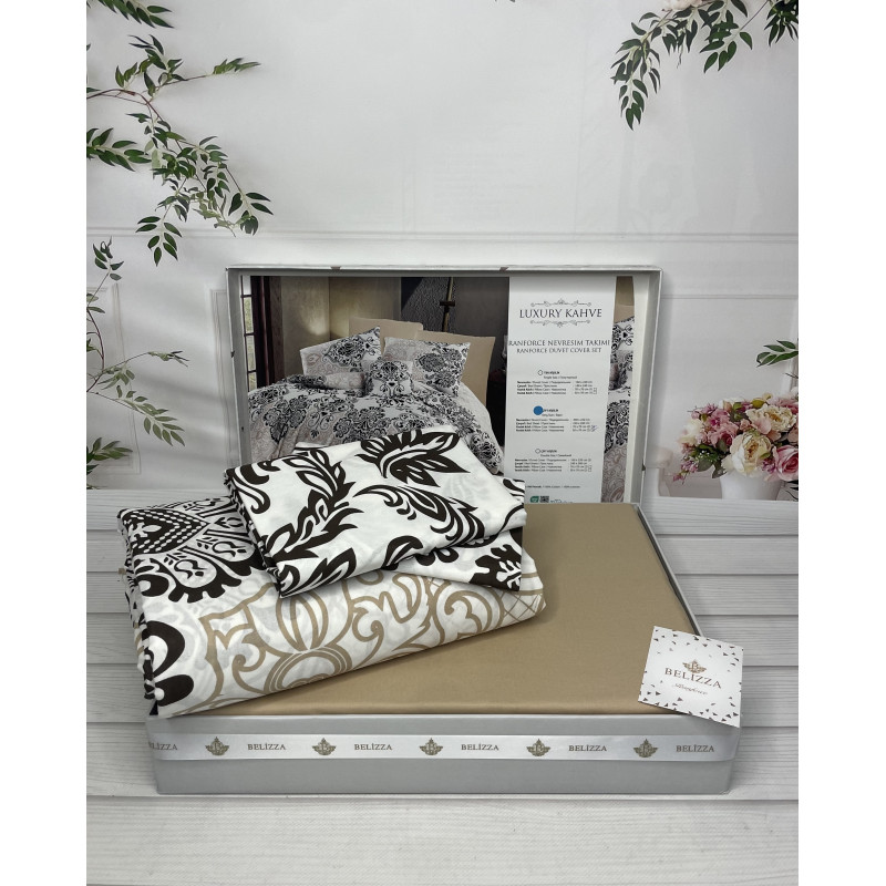 Luxury kahve постільна білизна з натуральної бавовни. Євро розмір. Belizza Туреччина. (46281)