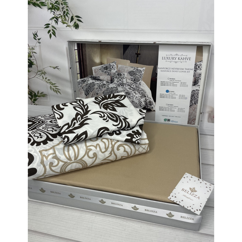 Luxury kahve постільна білизна з натуральної бавовни. Євро розмір. Belizza Туреччина. (46281)