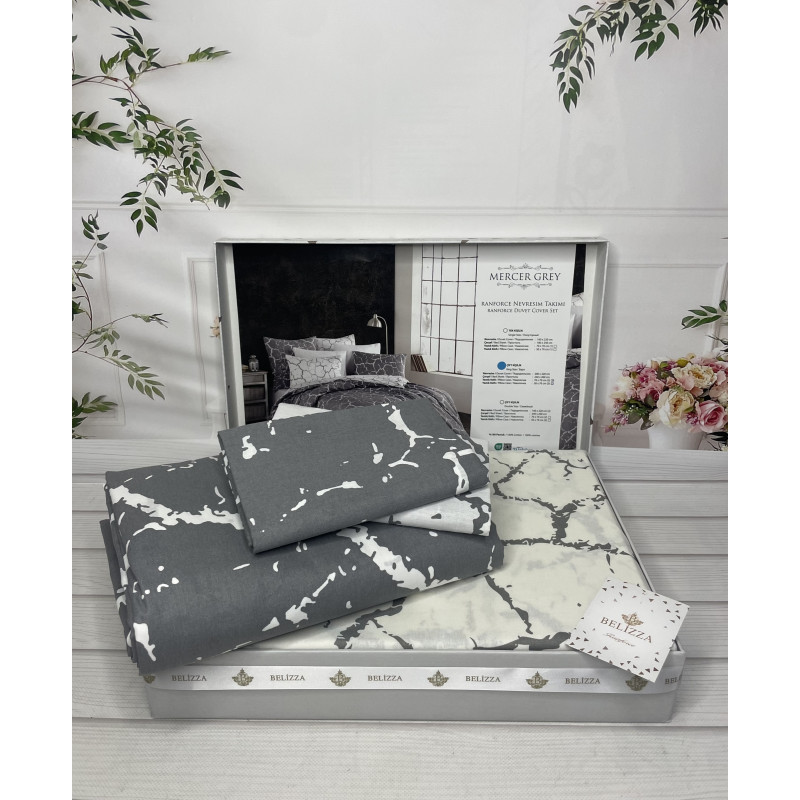 Mercer grey постільна білизна з натуральної бавовни. Євро розмір. Belizza Туреччина. (26059)