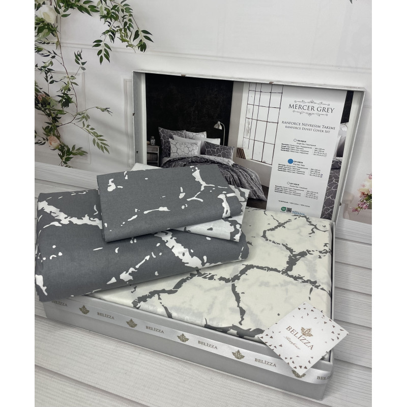 Mercer grey постільна білизна з натуральної бавовни. Євро розмір. Belizza Туреччина. (26059)