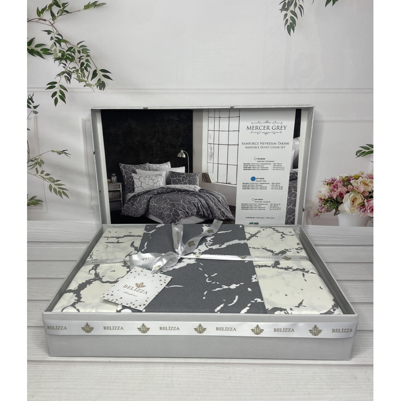 Mercer grey постільна білизна з натуральної бавовни. Євро розмір. Belizza Туреччина. (26059)