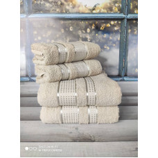 MaMe Bej 50x90 см.+70х140 см., 4 шт/уп. Рушники баня + обличчя. Бавовна. (23478)
