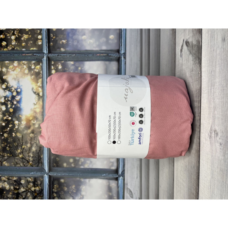 Friza 180x200 см., бавовняне простирадло на резинці з наволочками. Majoli Туреччина. (45026)