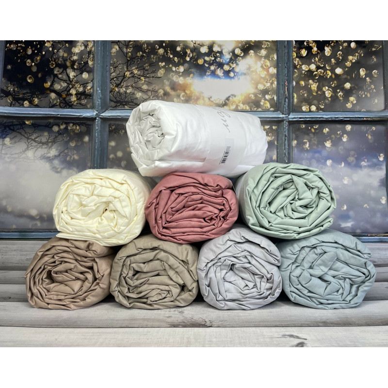 Friza 180x200 см., бавовняне простирадло на резинці з наволочками. Majoli Туреччина. (45026)