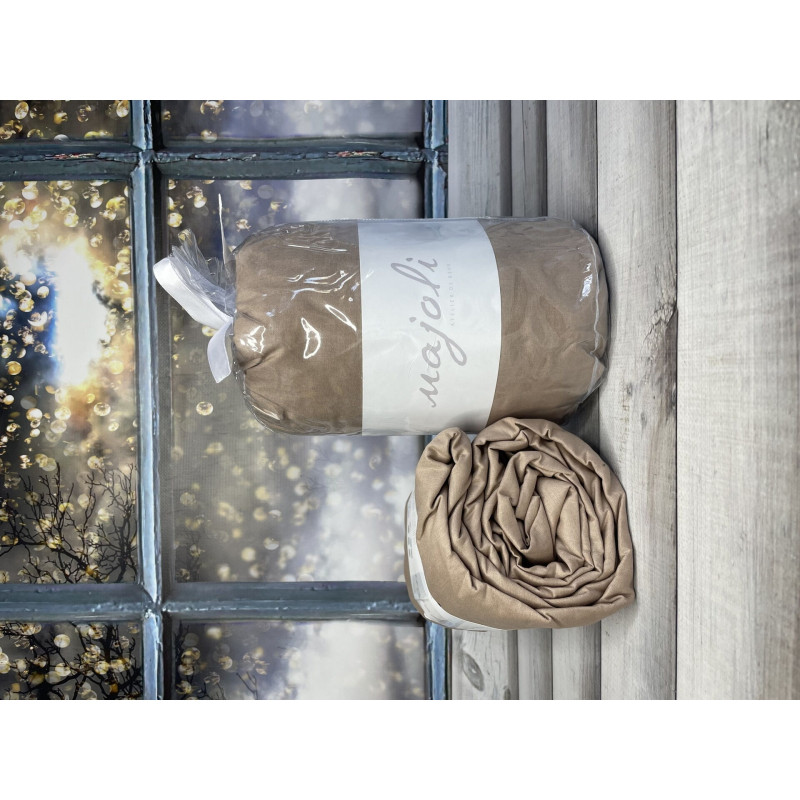 Kahve 160x200 см., бавовняне простирадло на резинці з наволочками. Majoli Туреччина. (77356)