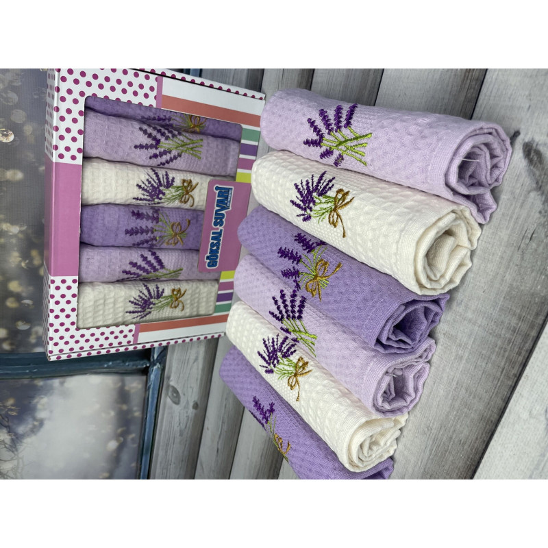 Suvari Lavanta 6в1 вафельні рушники 40х60 см. Туреччина. (19669)