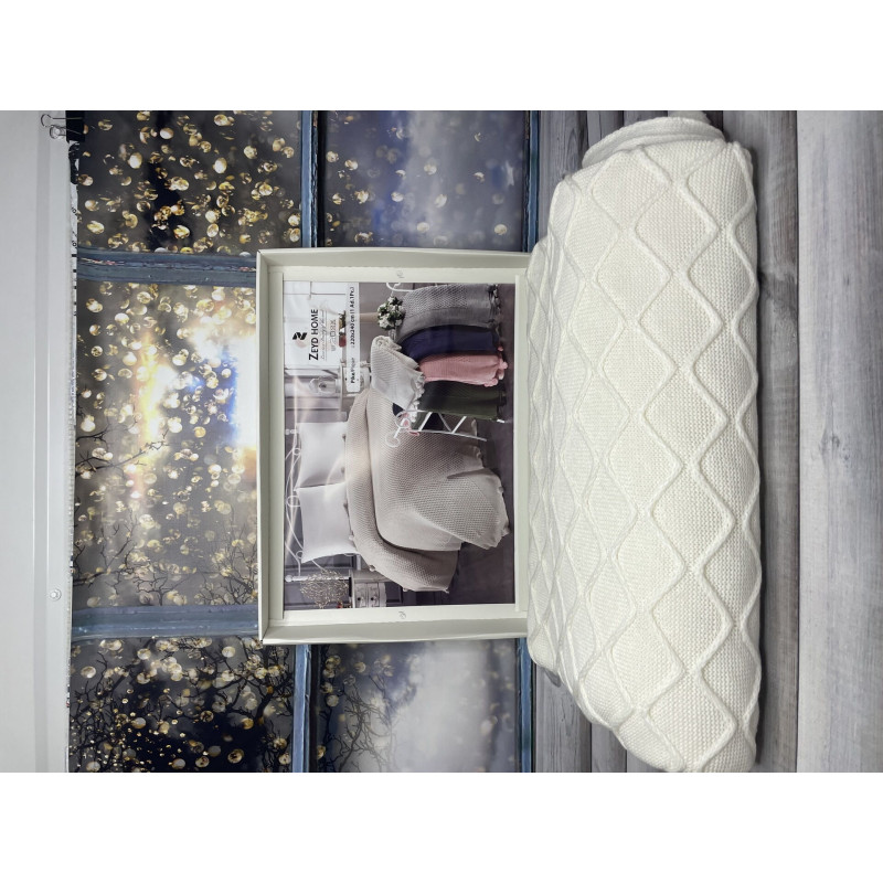 Krem в'язаний акріловий плед. Zeyd Home Туреччина. (67705)