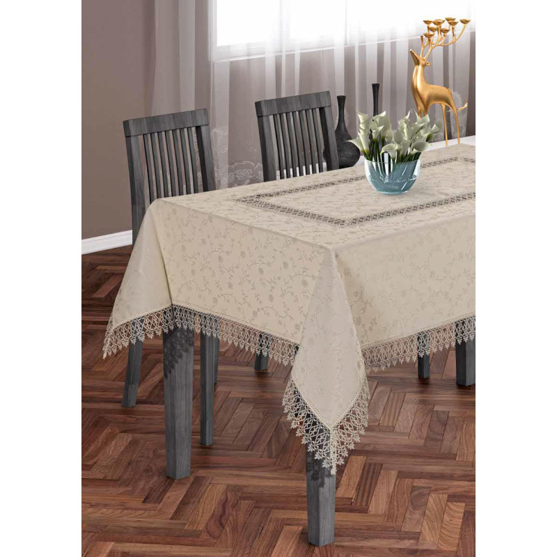 Tropik Home FRINGED AGK 242.Скатертина 160x200 POLYESTER MASA JAKARD PANO (43153)
