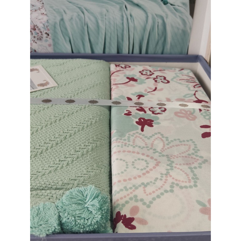 Mint літнія постільна білизна з покривалом. Бавовна. First class Туреччина (85346)