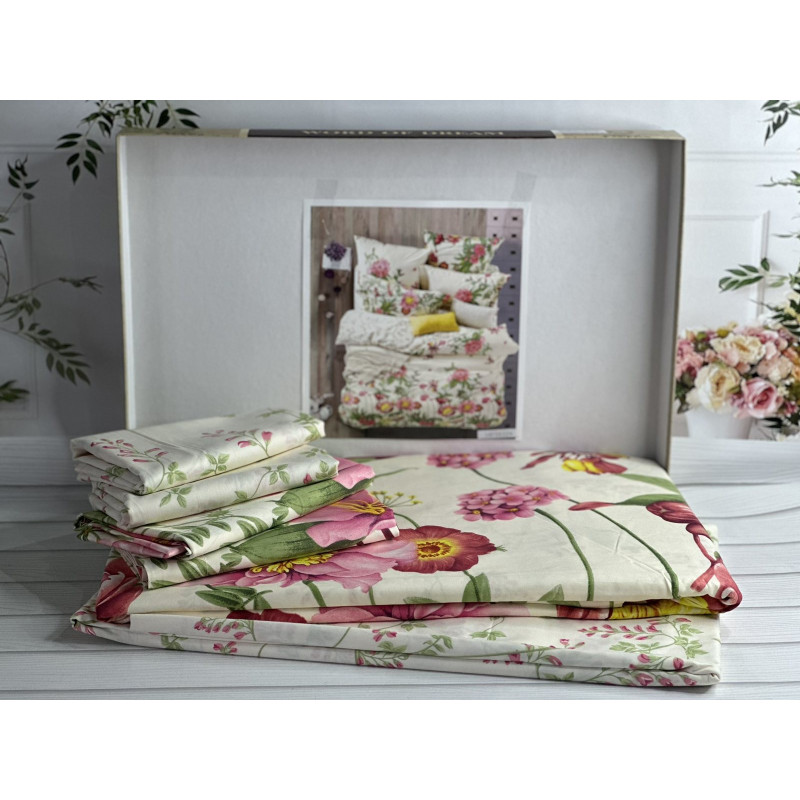 16FHX329 сатинова постільна білизна, євро розмір. Word of dream. (35071)