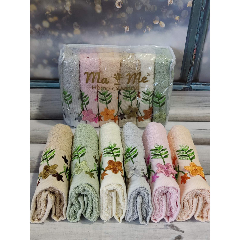 Маме Сакура 30х50см., 6 шт/уп. кухонные махровые полотенца. (34674)