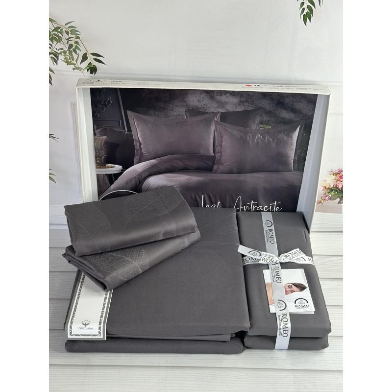 Лист Антрацит жакардова постіль, євро розмір. Romeo home Туреччина. (60069)