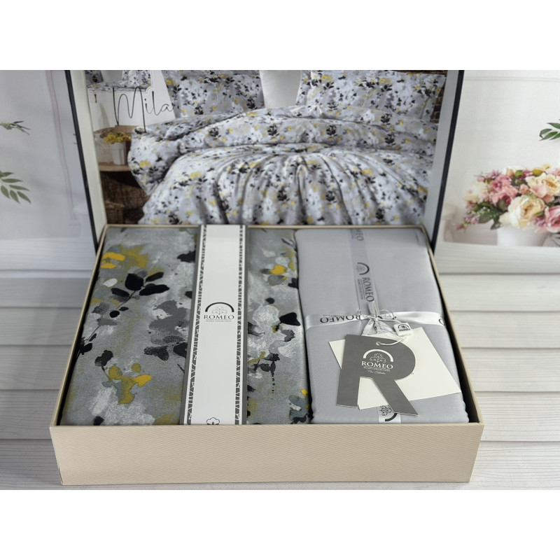 Mila сатинова постільна білизна. Євро розмір. Romeo home Туреччина. (28049)